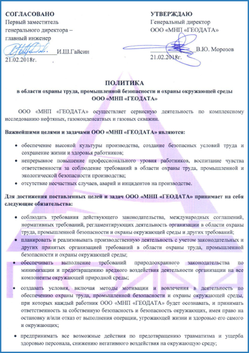 Руководящий документ по системе управления охраной окружающей среды образец